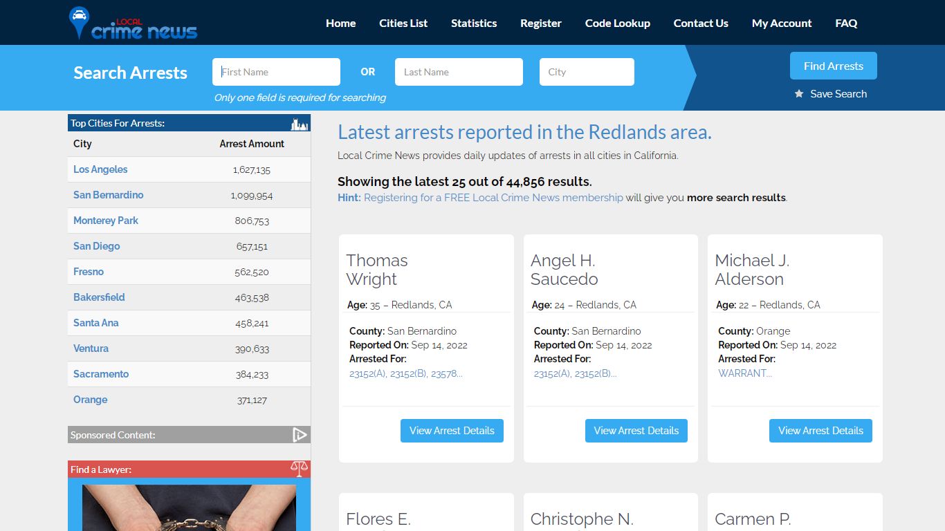 Redlands California Arrest Records | Local Crime News