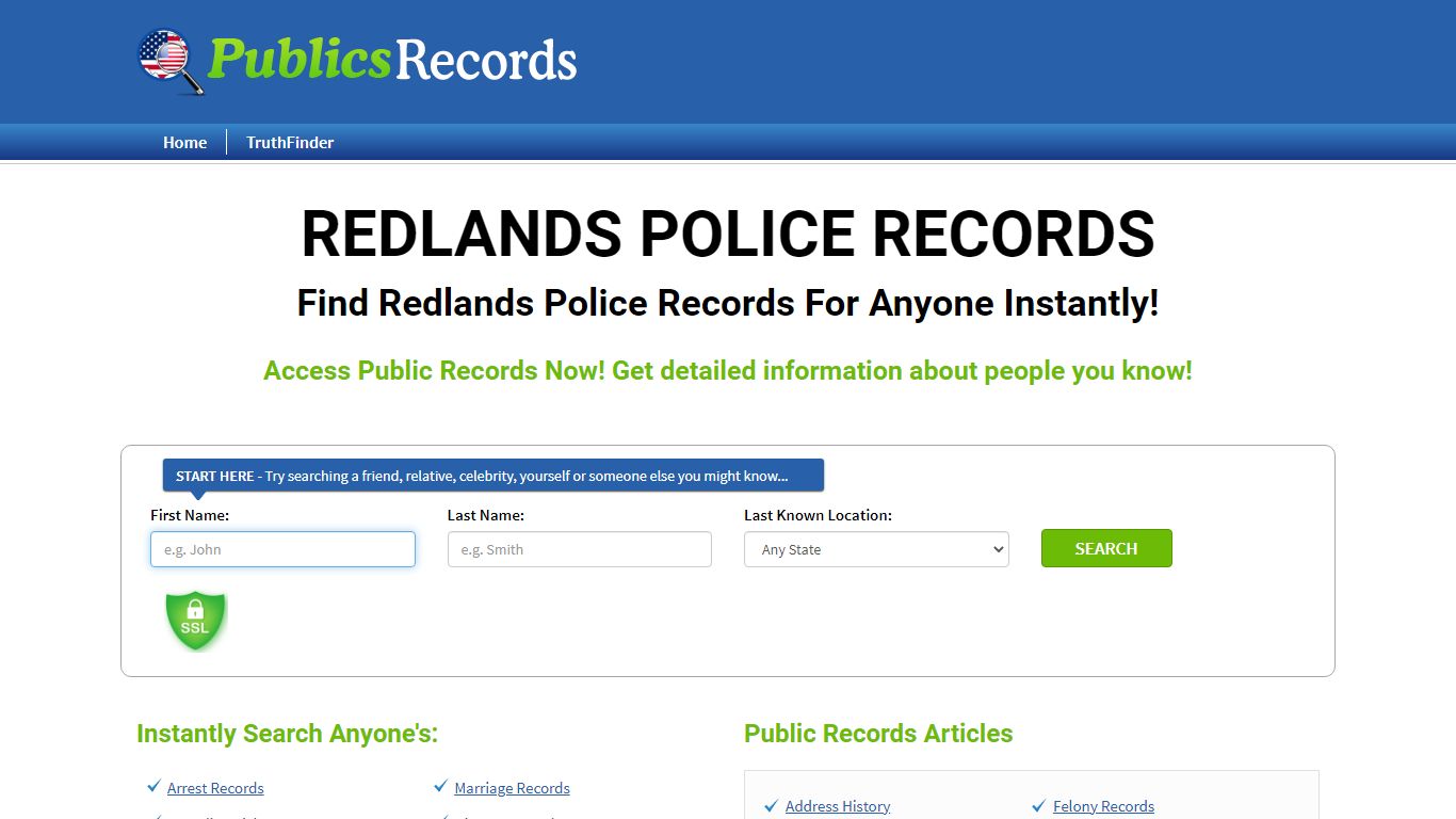 Find Redlands Police Records For Anyone Instantly!